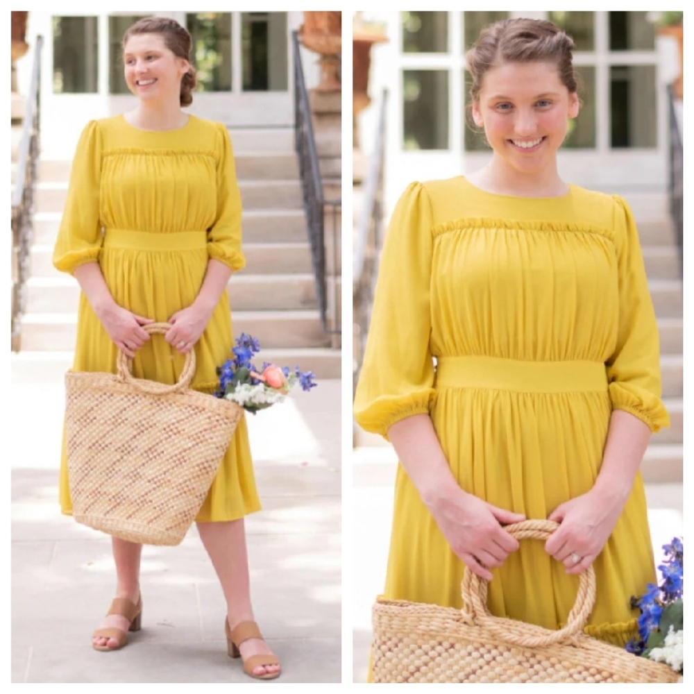 Dainty Jewells Honeysuckle Hillside Chiffon Dress In Lemon